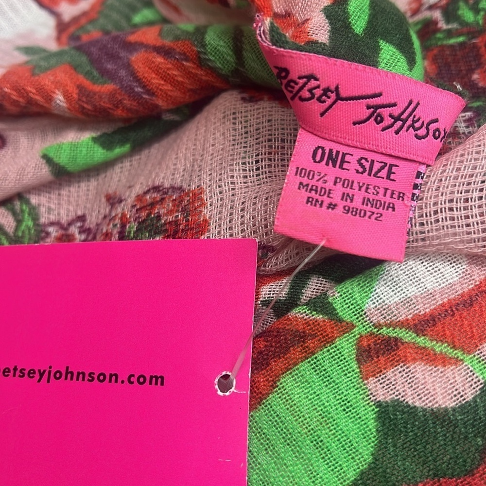 BETSEY JOHNSON PINK & RED ROSE FLORAL SCARF - Picture 4 of 4